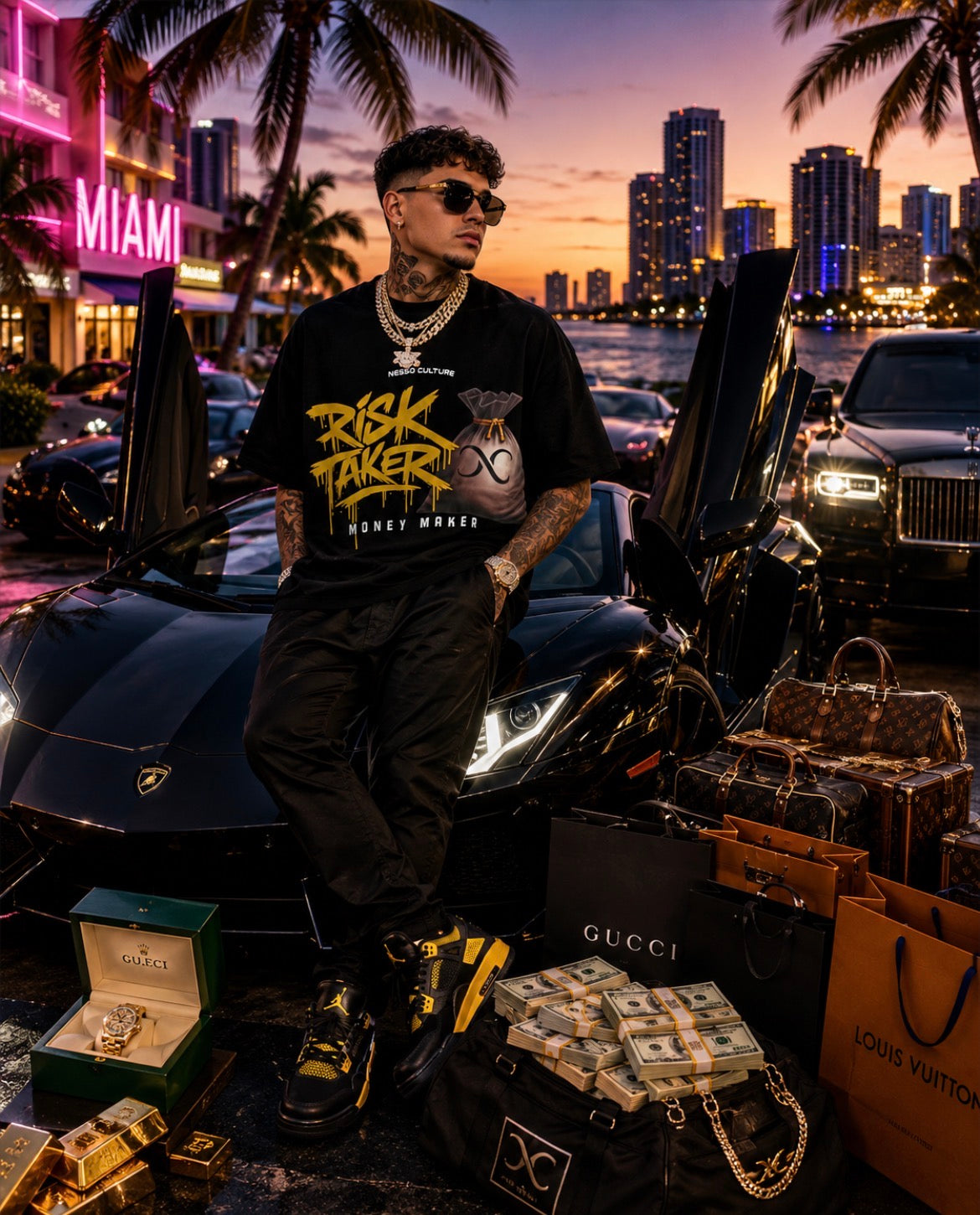 Camiseta Manga Corta Cuello redondo  "Risk Taker" Money Maker